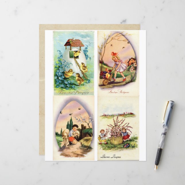 Buona Pasqua Easter Postcards Clipart (Front/Back In Situ)