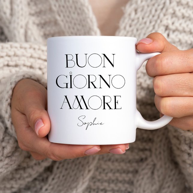Buongiorno Amore | Chic Italian Modern Text Coffee Mug (Creator Uploaded)