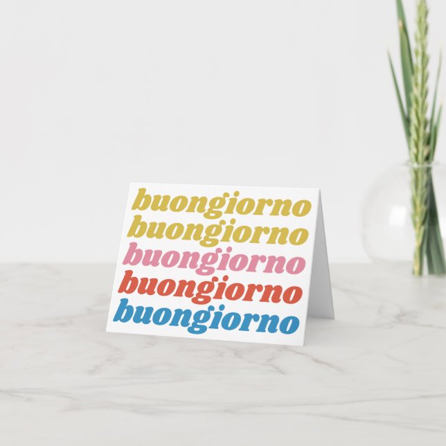 Buongiorno Italian Hello Typography Cute Retro Note Card (Front)