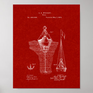 Buoys Patent - Burgundy Red Poster