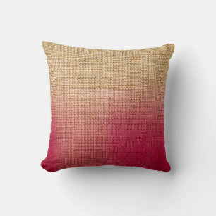 Buralp Rustic Ombre Pink Watercolor Dipped Accent Throw Pillow