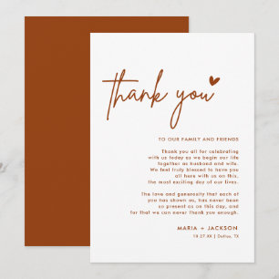 Burange Orange Mariage Merci Note Cartes de menu