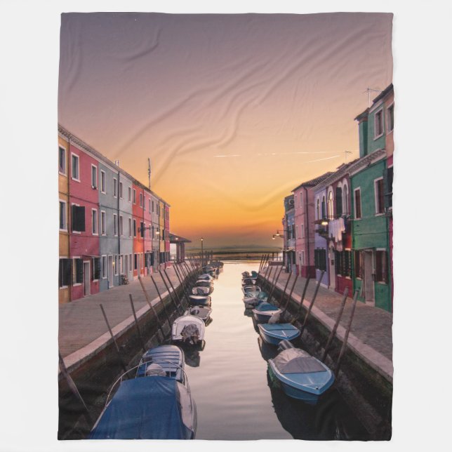Burano Italy At Sun Set Fleece Blanket (Front)