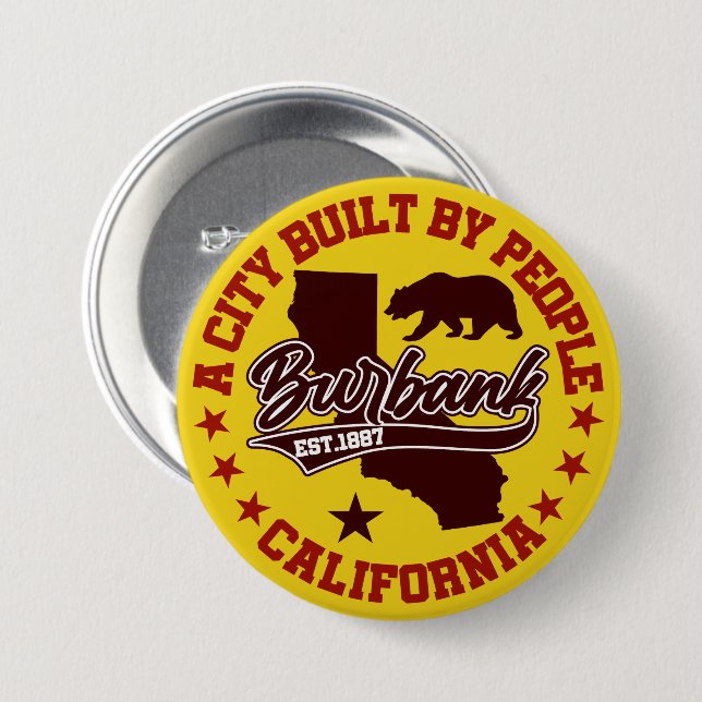 Burbank,California 3 Inch Round Button (Front & Back)