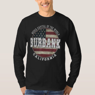 Burbank California  Vintage American flag T-Shirt