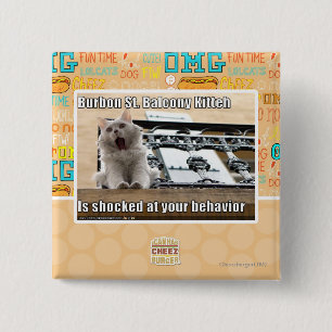 Burbon St. Balcony Kitteh 2 Inch Square Button