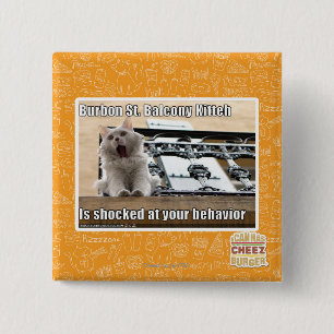 Burbon St. Balcony Kitteh 2 Inch Square Button