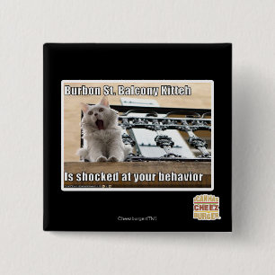 Burbon St. Balcony Kitteh 2 Inch Square Button