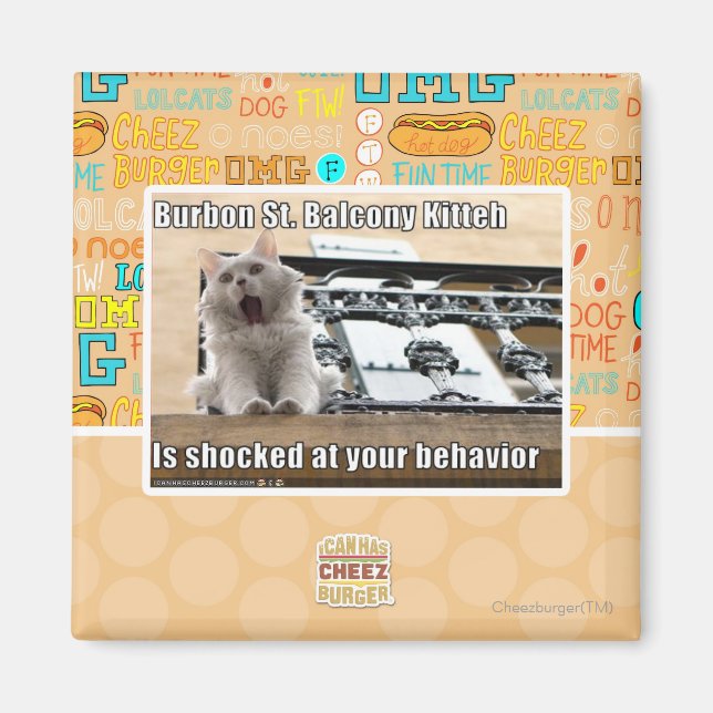 Burbon St. Balcony Kitteh Magnet (Front)