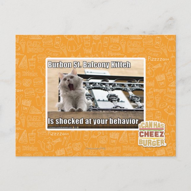 Burbon St. Balcony Kitteh Postcard (Front)