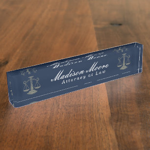 Bureau d'avocats bleu de la Marine Nom Plaque