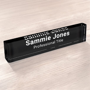 Bureau en acrylique noir Nom Plaque pour entrepris