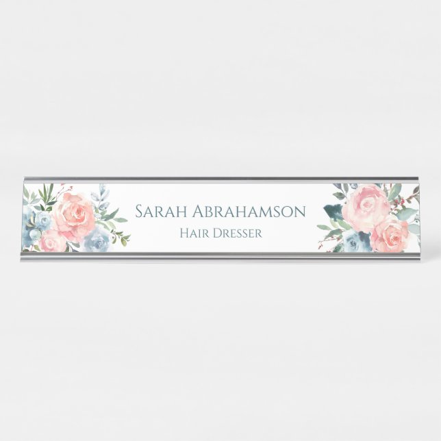 Bureau Floral rose Station Signale Nom Plaque (Devant)