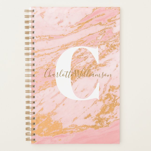 Bureau personnalisé en marbre blush et or non daté (Devant)