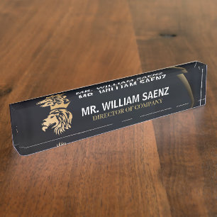 Bureau professionnel élégant Lion Logo Nom Plaque