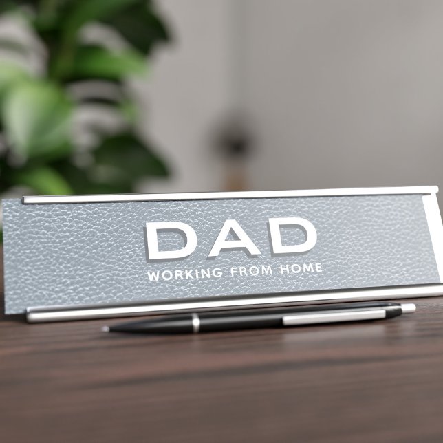 Bureau professionnel en cuir gris Faux Nom Plaque (Perfect gift for the Dad who works from home)