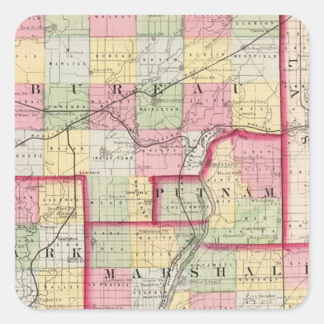 Bureau, Putnam, Stark, Marshall counties Square Sticker (Front)