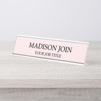 Bureau rose Chambray moderne Nom Plaque