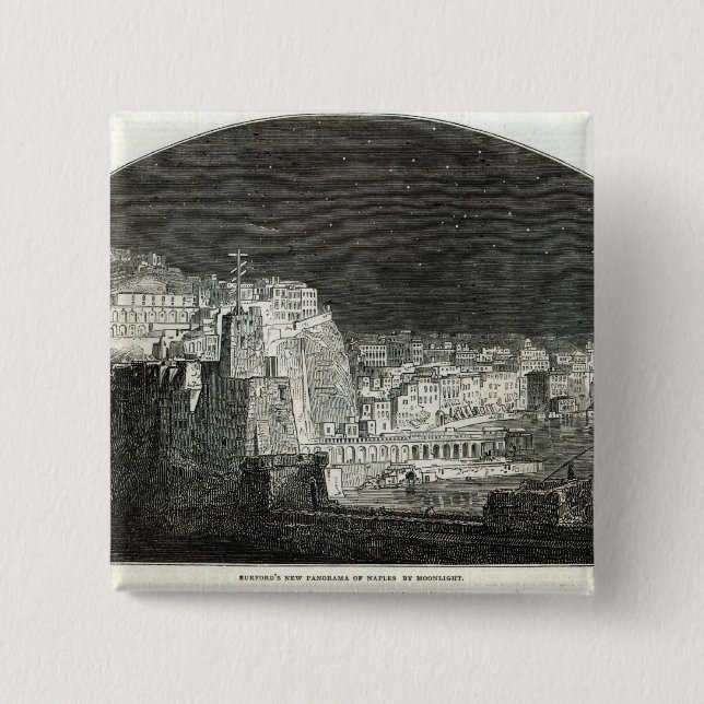 Burford's New Panorama of Naples by Moonlight 2 Inch Square Button (Front)