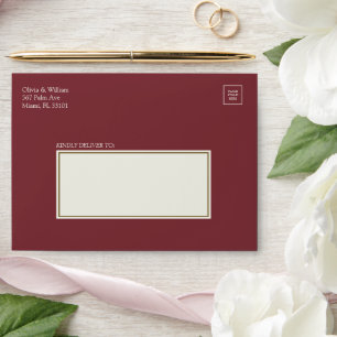Burgandy 5x7 Ivory Address Panel Wedding Envelope
