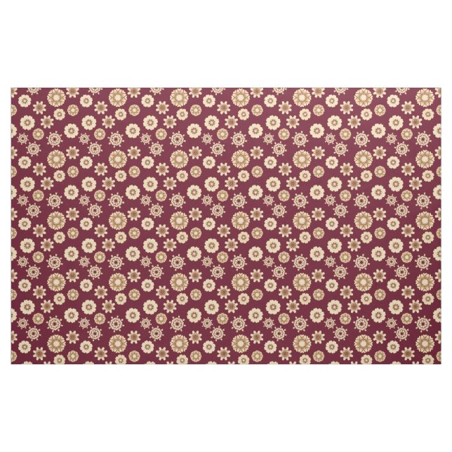 Burgandy and Gold Baroque Style Floral Pattern Fabric (Fat Quarter)