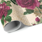 Burgandy Roses on Vintage Newsprint