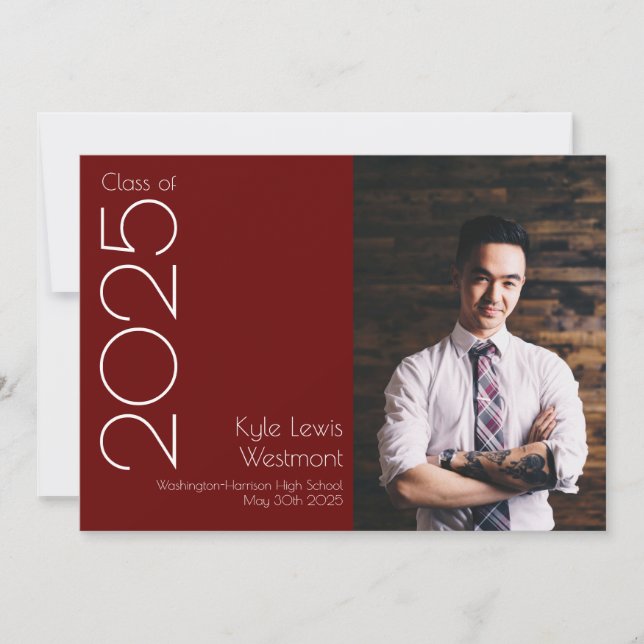 Burgandy School Color Graduation Announcement (Front)