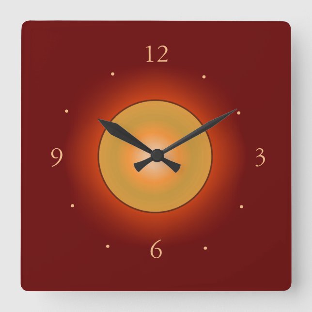 Burgandy with Orange Glow Centre>Wall Clock (Front)