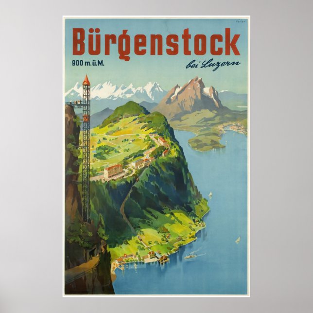 Bürgenstock bei Luzern, Suisse, Affiche de voyage (Devant)