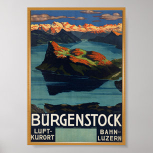 Bürgenstock Switzerland Vintage Travel Poster