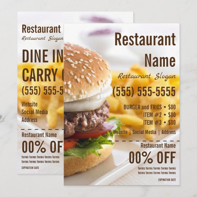 Burger 5x7 Flyer Invitation (Front/Back)