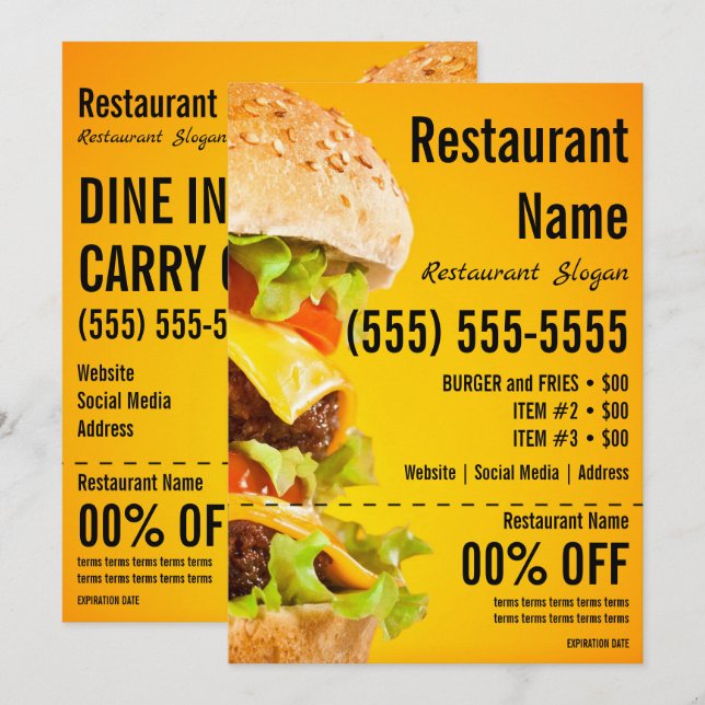 Burger 5x7 Flyer Invitation (Front/Back)