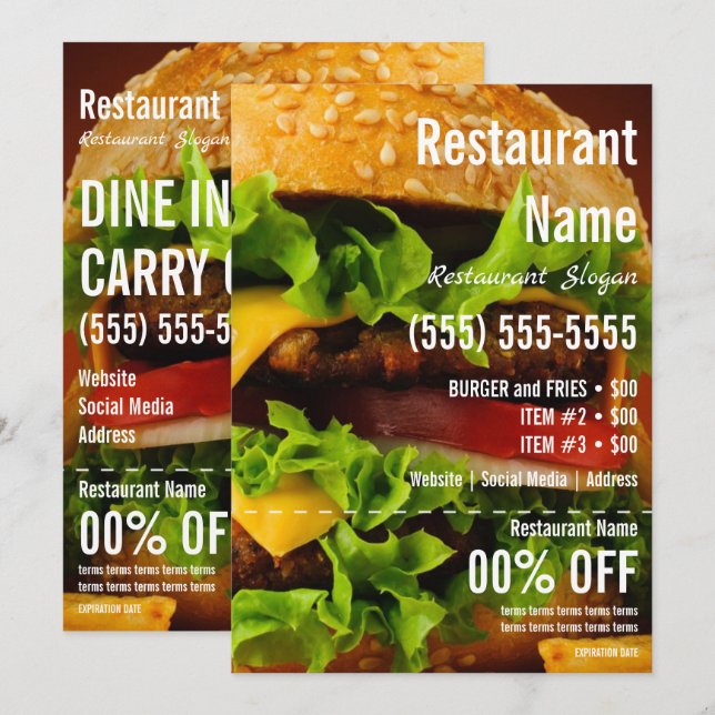 Burger 5x7 Flyer Invitation (Front/Back)