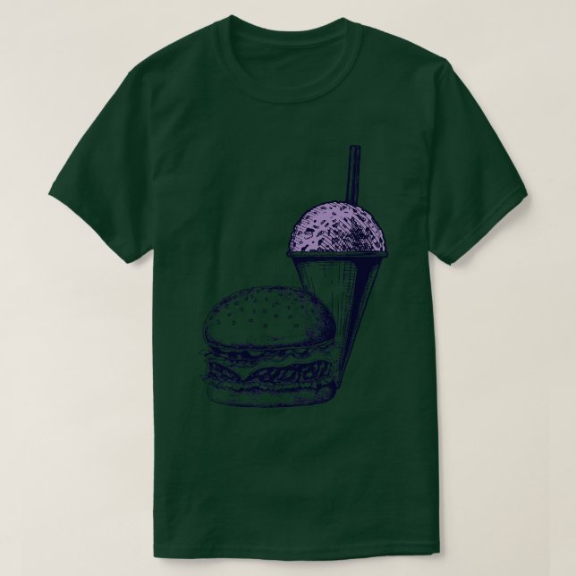 Burger and a Grape Snow Cone T-Shirt (Design Front)