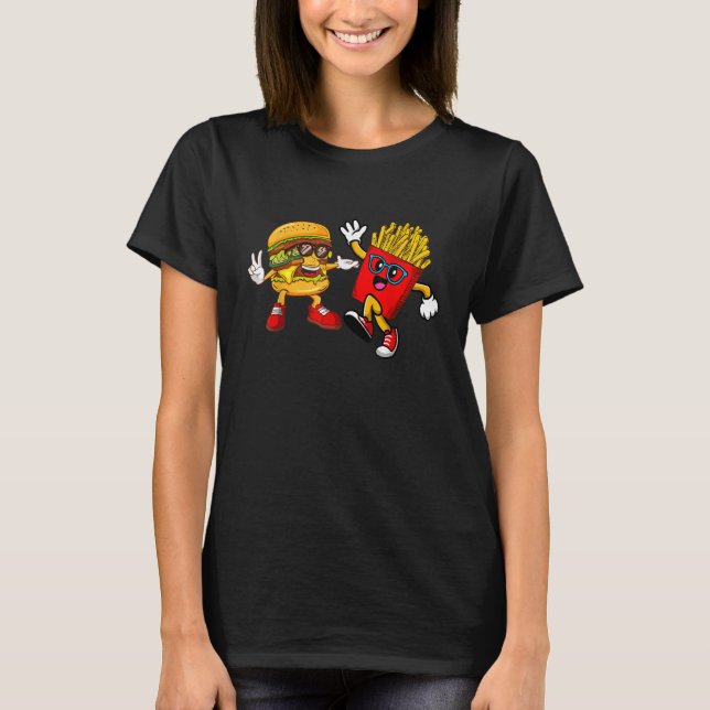 Burger And French Fries    Burger Costume Burger T-Shirt (Front)
