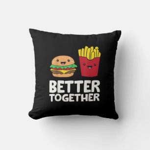Burger And Fries Better Together Playful Graphic S Throw Pillow