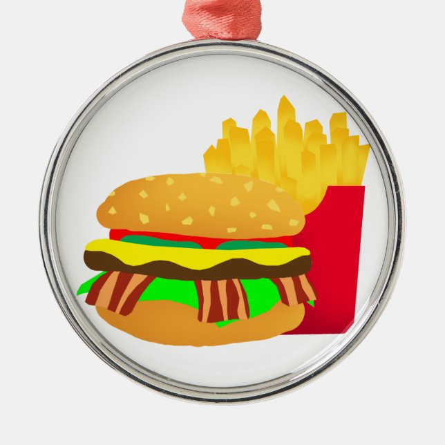Burger and Fries Metal Ornament (Front)