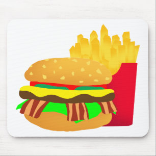 Burger and Fries Mouse Pad