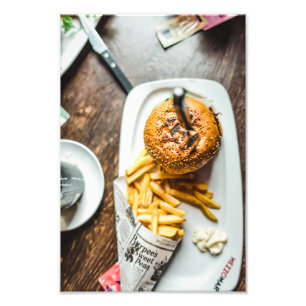 Burger and fries photo print