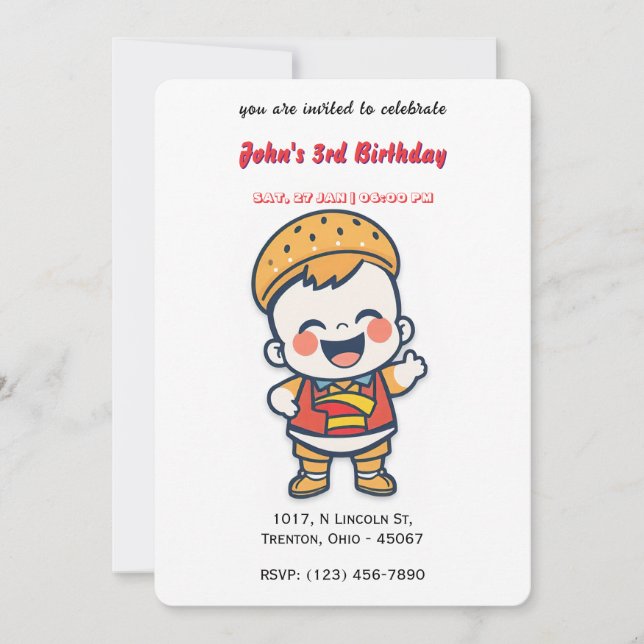 Burger Baby Personalized Birthday  Invitation (Front)