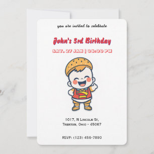 Burger Baby Personalized Birthday  Invitation