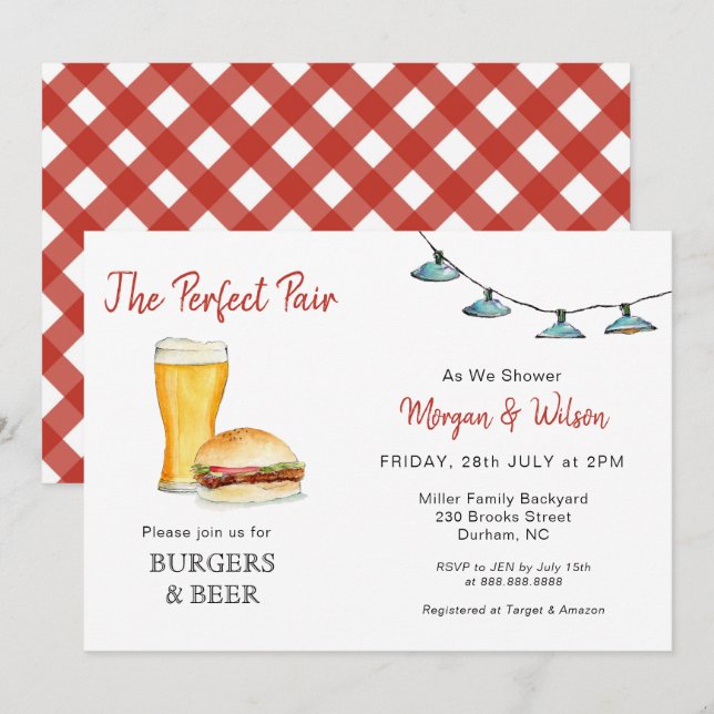 Burger & Beer Couples invitation à la douche (Devant / Derrière)