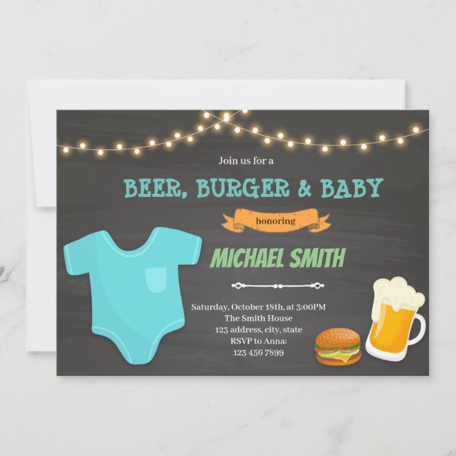 Burger beer thème bébé Invitation (Devant)