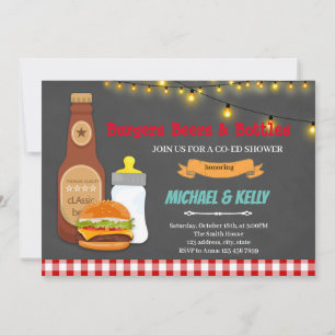 Burger bière et bouteilles Coed douche invitation