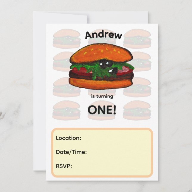 Burger Birthday Party Invitation (Front)