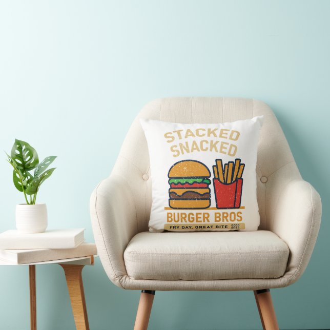 Burger Bros Throw Pillow (Chair)