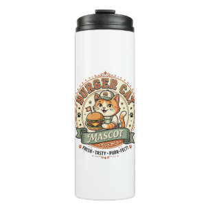 Burger Cat Mascot Cat Fast Food Mascot Cat Vintage Thermal Tumbler
