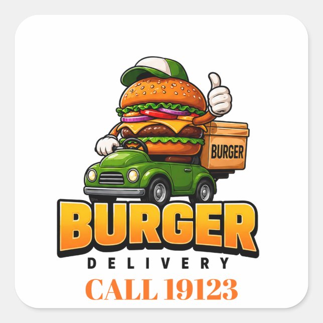 🍔 Burger Delivery Driver Team Uniform Apparel 🚚 Square Sticker (Front)