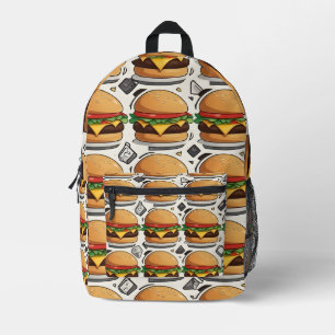 "Burger Doodles Printed Backpack