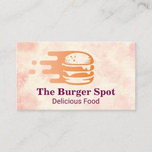 Burger Flying Graphic   Restaurant Business Card